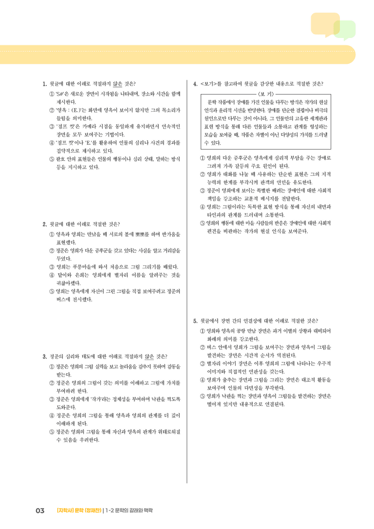 1-2 문학의 갈래와 맥락_우리들의 블루스_기출 적중 문제01_preview_3