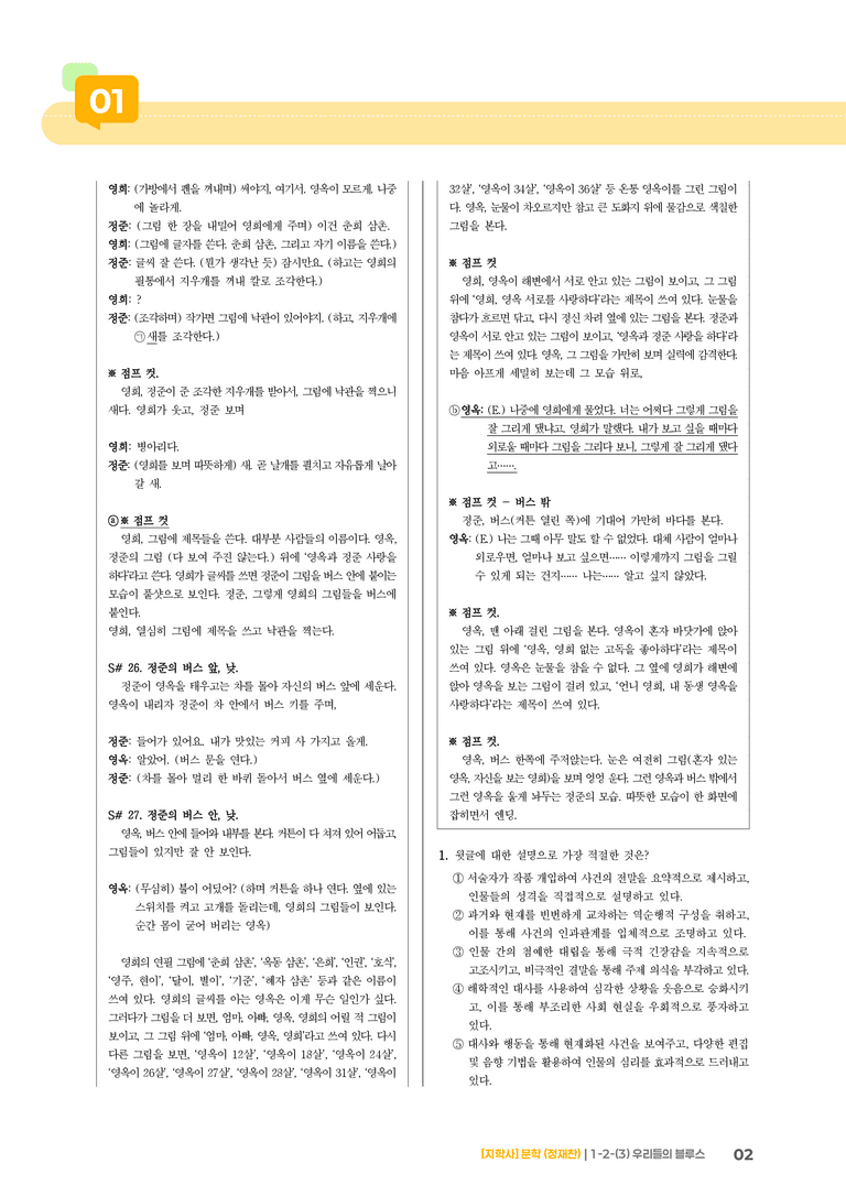 1-2 문학의 갈래와 맥락_우리들의 블루스_기출 적중 문제03_preview_2