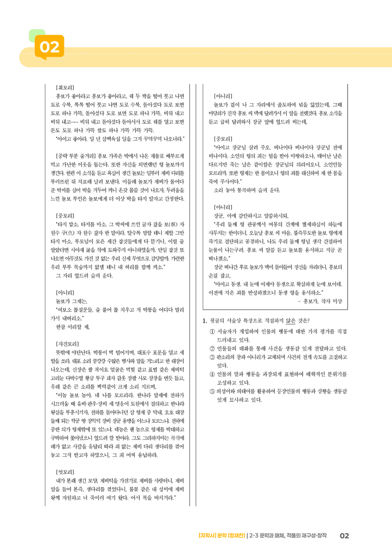 2-3 문학과 매체, 작품의 재구성 창작_흥보가_기출 적중 문제01_preview_2