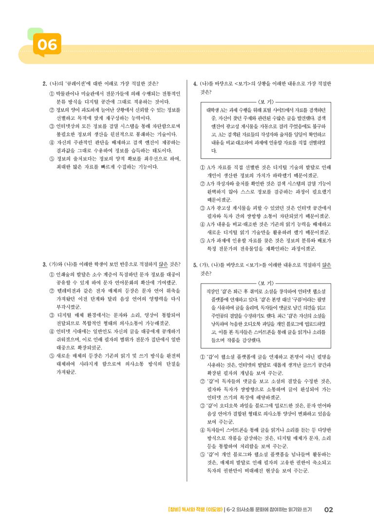 6-2 의사소통 문화에 참여하는 읽기와 쓰기_고난도 심화문제_preview_2