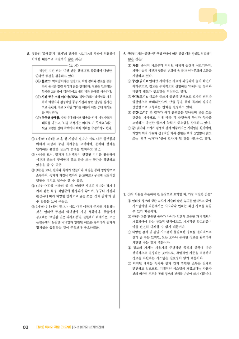 6-2 의사소통 문화에 참여하는 읽기와 쓰기_읽기와 쓰기의 진화_기출 적중 문제01_preview_3
