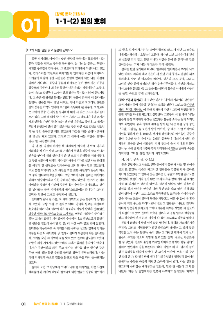 1-1 문학의 기능_빛의 호위_기출 적중 문제03_preview_1