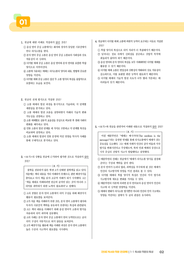 1-1 독서와 작문의 특성_기출 적중 문제02_preview_2