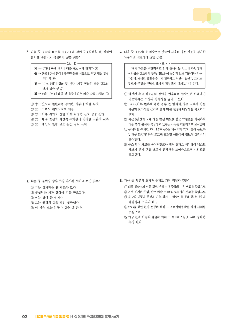 6-2 매체의 특성을 고려한 읽기와 쓰기_기출 적중 문제02_preview_3