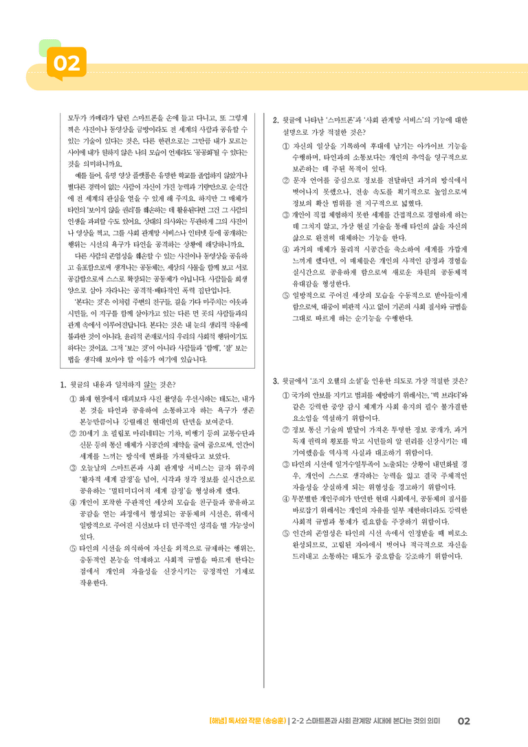 2-2 평가하며 읽기_스마트폰과 사회 관계망 시대에 본다는 것의 의미_기출 적중 문제02_preview_2