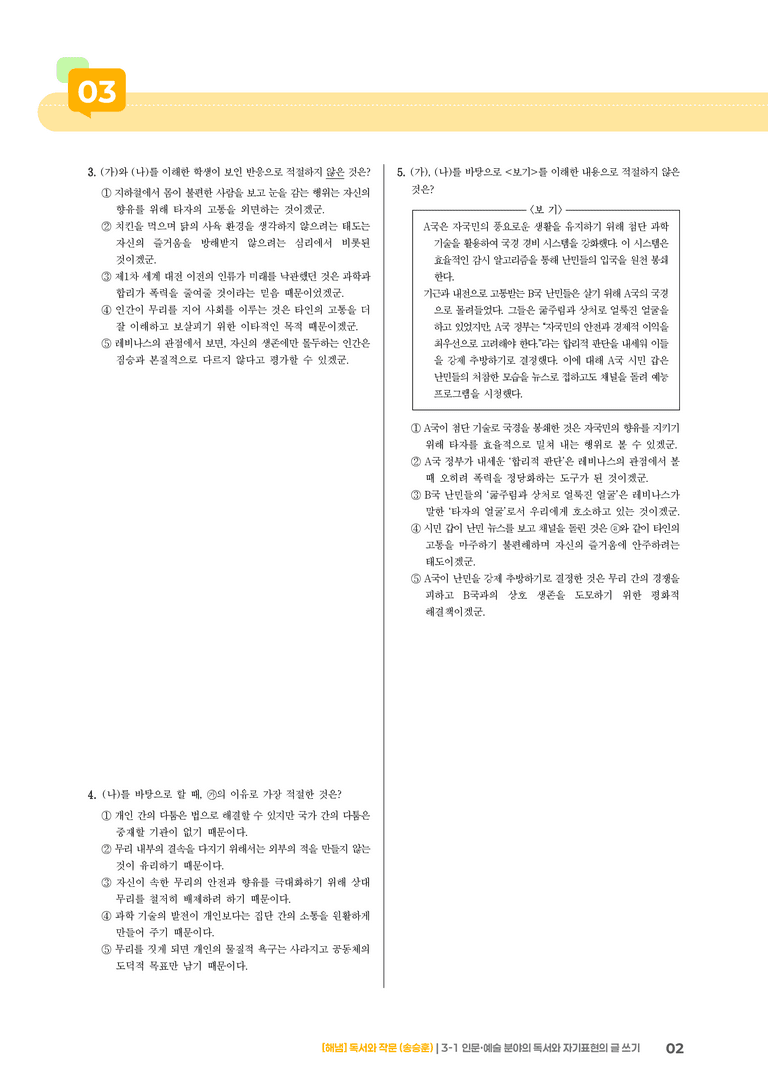 3-1 인문·예술 분야의 독서와 자기표현의 글 쓰기_고난도 심화문제_preview_2