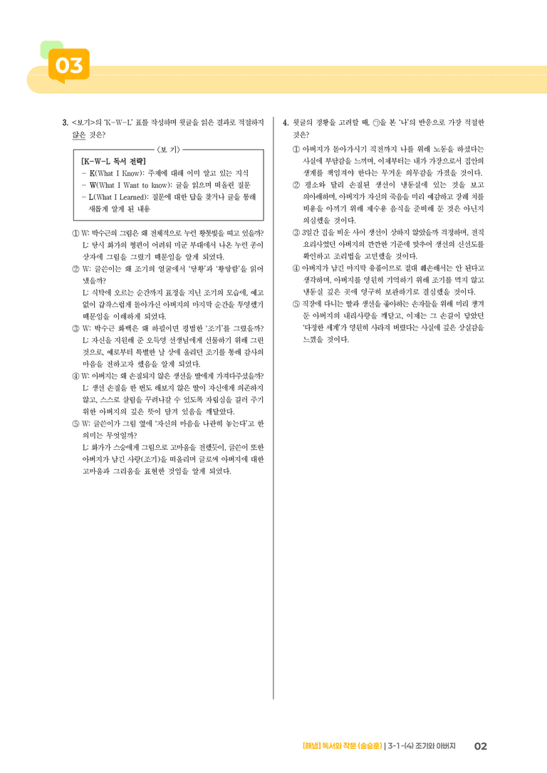 3-1 인문·예술 분야의 독서와 자기표현의 글 쓰기_조기와 아버지_기출 적중 문제02_preview_2