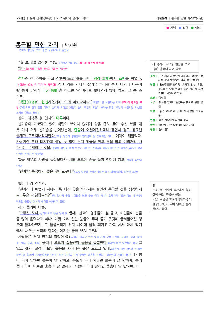 2-2 문학의 갈래와 맥락_통곡할 만한 자리_작품분석_preview_2