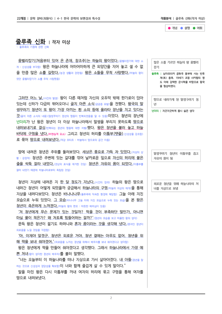 4-1 한국 문학의 보편성과 특수성_줄루족 신화_작품분석_preview_2