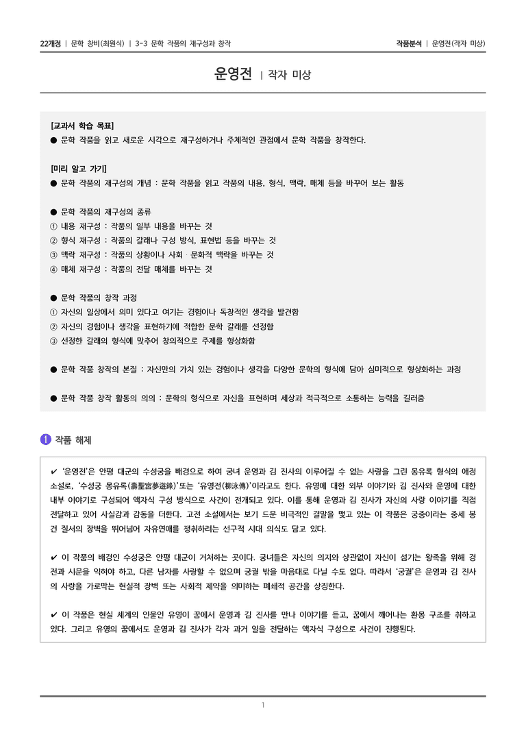 3-3 문학 작품의 재구성과 창작_운영전_작품분석_preview_1