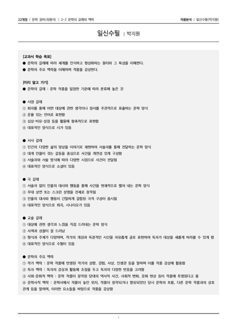 2-2 문학의 갈래와 맥락_일신수필_작품분석_preview_1