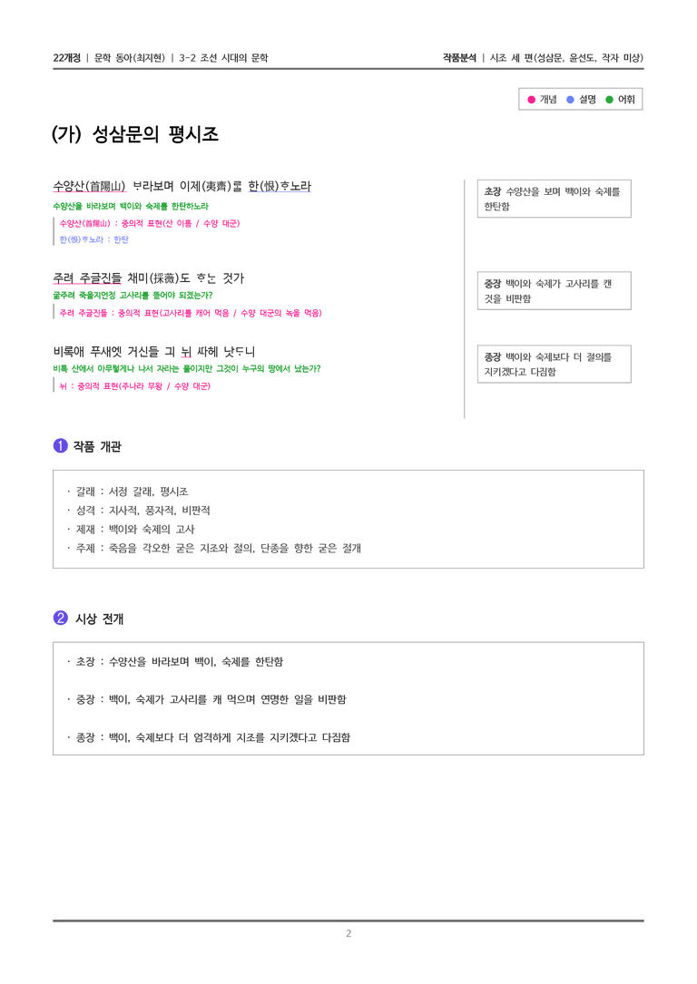 조선 시대의 문학_시조 세 편_작품분석_preview_2