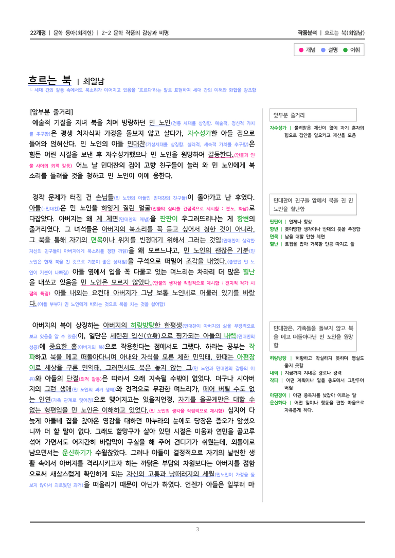 문학 작품의 감상과 비평_흐르는 북_흐르는 북_작품분석_preview_3