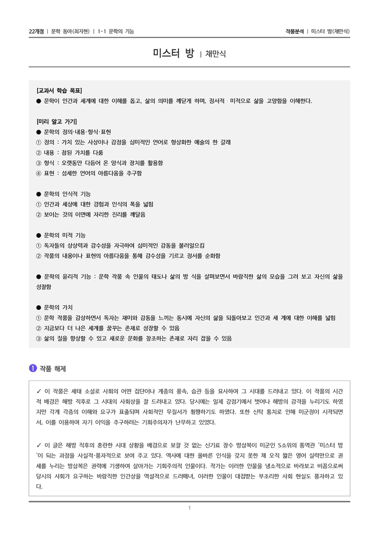 [분석] 문학의 기능_미스터 방_작품분석_preview_1