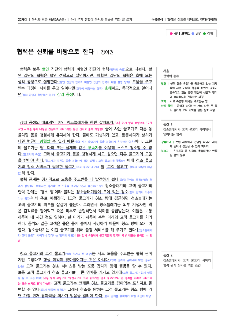4-1 주제 통합적 독서와 학습을 위한 글 쓰기_협력은 신뢰를 바탕으로 한다_작품분석_preview_2