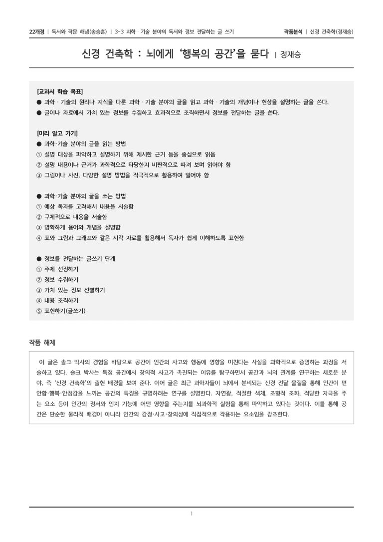 3-3 과학·기술 분야의 독서와 정보 전달하는 글 쓰기_신경 건축학_작품분석_preview_1
