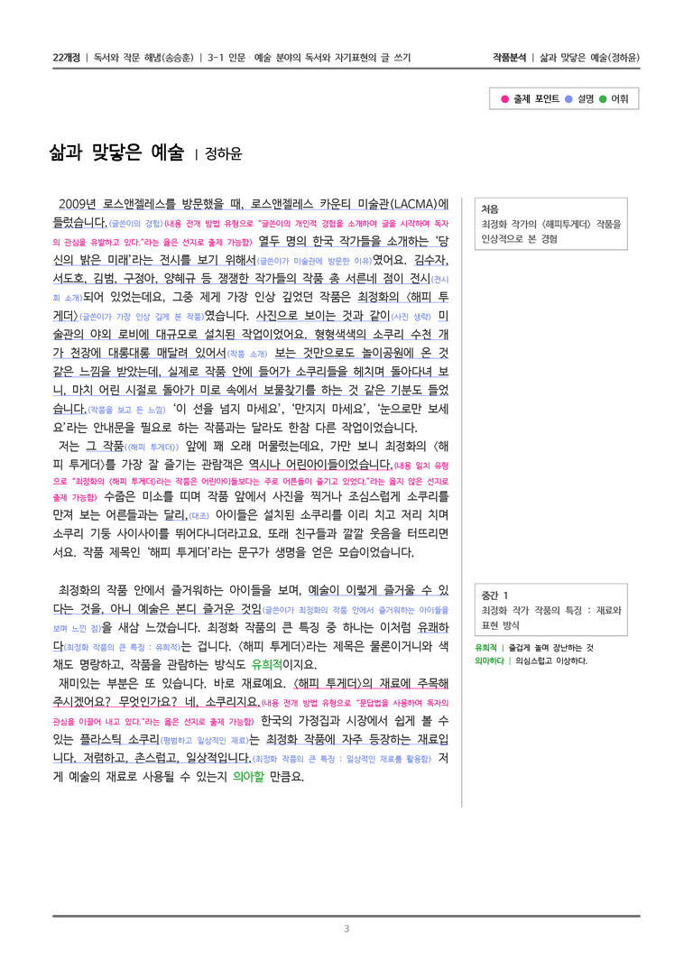 3-1 인문·예술 분야의 독서와 자기표현의 글 쓰기_삶과 맞닿은 예술_작품분석_preview_3