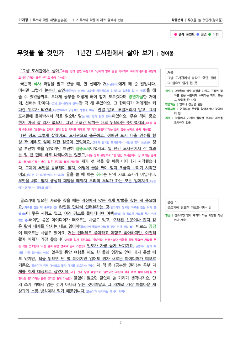1-2 독서와 작문의 자료 탐색과 선별_무엇을 쓸 것인가_작품분석_preview_2