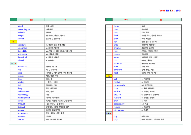 영어1 동아(박용예) - 3과 어휘 by ACE _preview_2