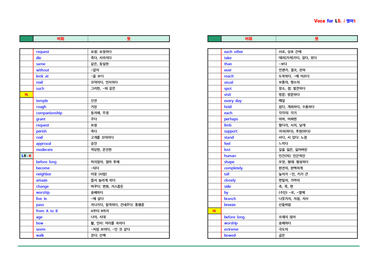 영어1 천재(강상구) - 5과 어휘 by ACE_preview_4