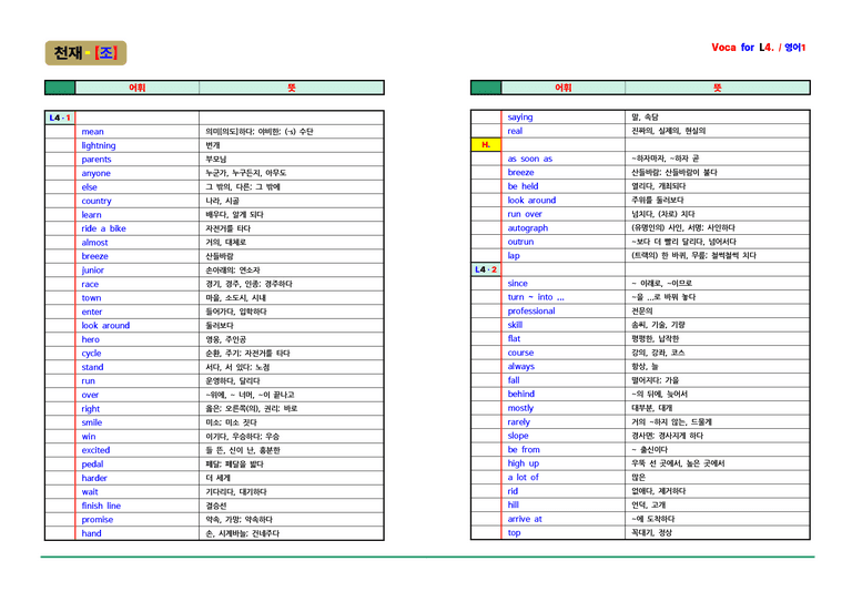 영어1 천재(조수경) - 4과 어휘 by ACE_preview_1