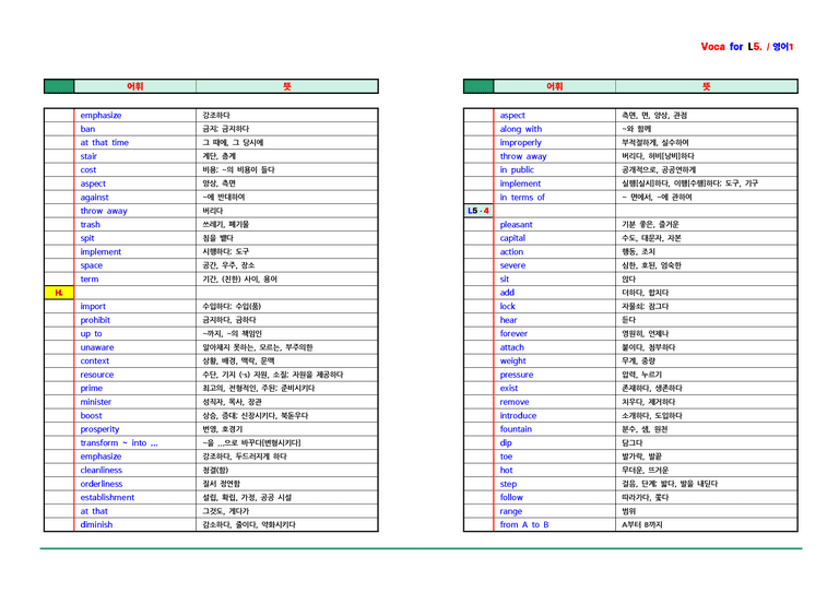 영어1 천재(조수경) - 5과 어휘 by ACE_preview_2