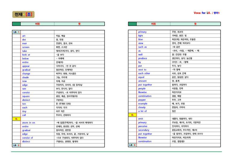 영어1 천재(조수경) - 6과 어휘 by ACE_preview_1