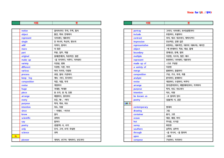 영어1 천재(조수경) - 6과 어휘 by ACE_preview_3