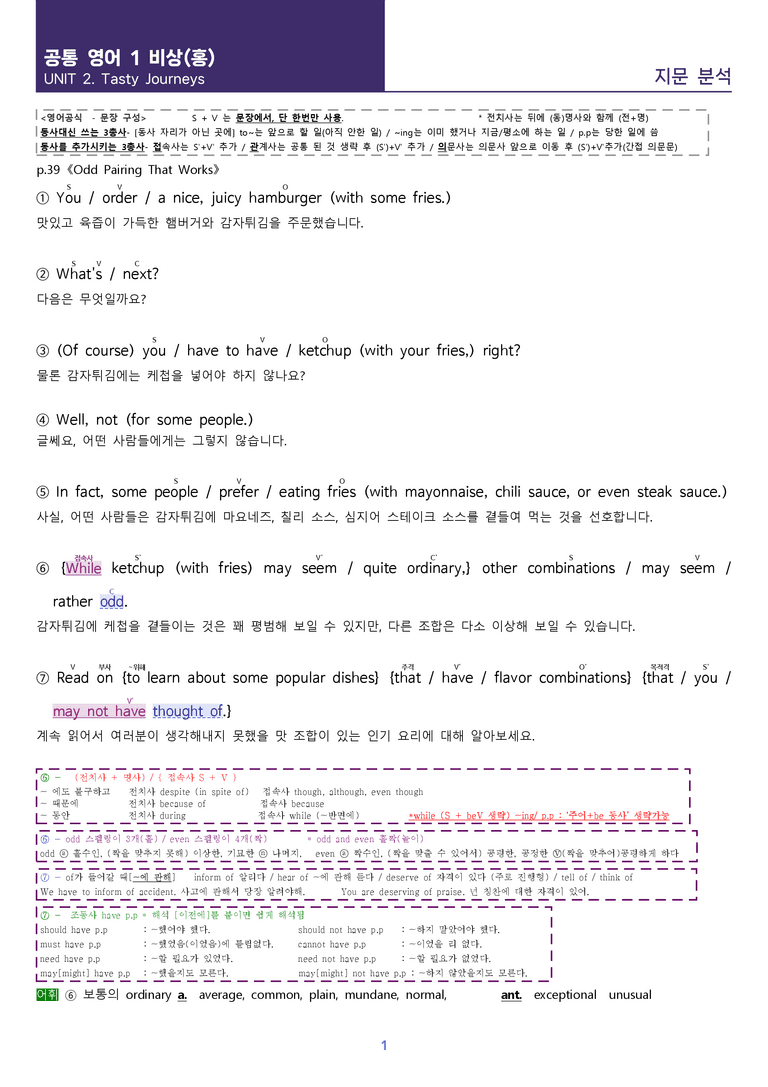 [핵심! 적중 예상] 공통영어 1 비상(홍) 2과 본문분석_preview_1