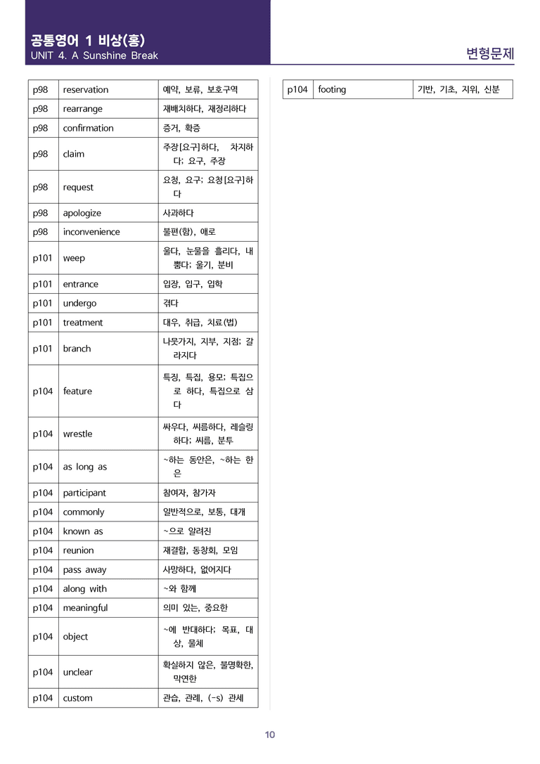 [핵심! 적중 예상] 공통영어 1 비상(홍) 4과 변형 125제_preview_10