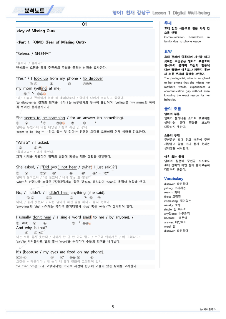 영어1 천재 강상구 분석 변형 워크북 올인원 전체통합 파격할인 22년 by 메이플북스_preview_5