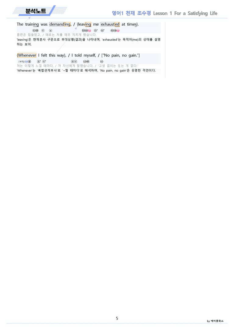 영어1 천재 조수경 분석노트 전체통합 할인 22년 개정 by 메이플북스_preview_5