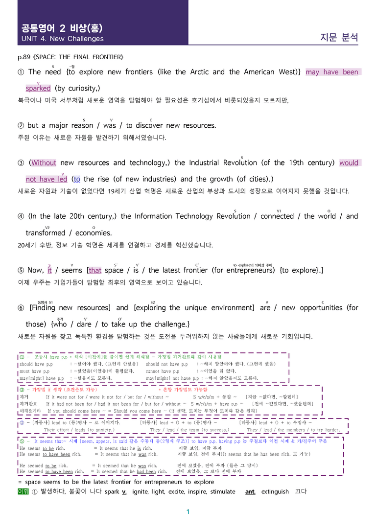 [핵심! 적중 예상] 공통영어 2 비상(홍) 4과 본문분석_preview_1