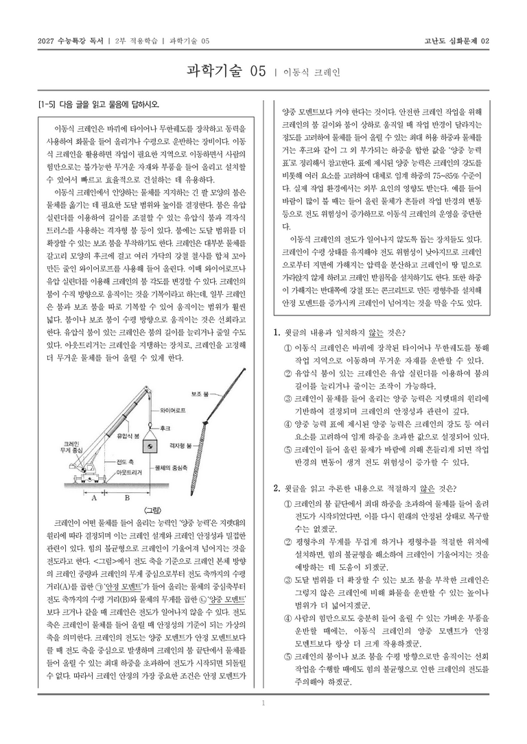 [2027 수능특강 독서] 적용학습 과학기술 05 이동식 크레인_고난도심화문제02_preview_1
