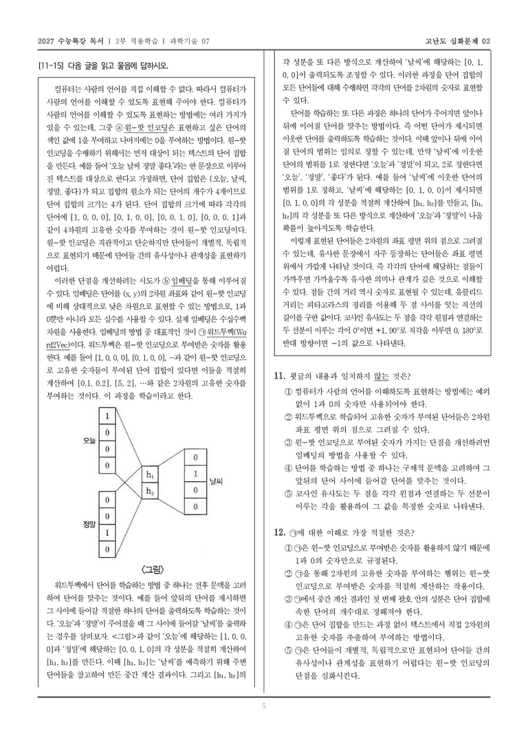 [2027 수능특강 독서] 적용학습 과학기술 07 임베딩과 유사도 표현_고난도심화문제02_preview_5