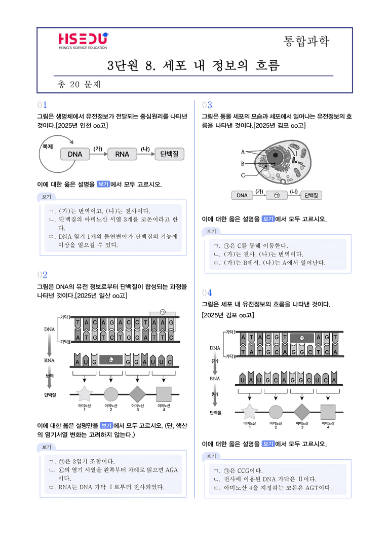 3-6 생명 시스템에서의 정보의 흐름 | STEP3 최신기출변형_preview_1