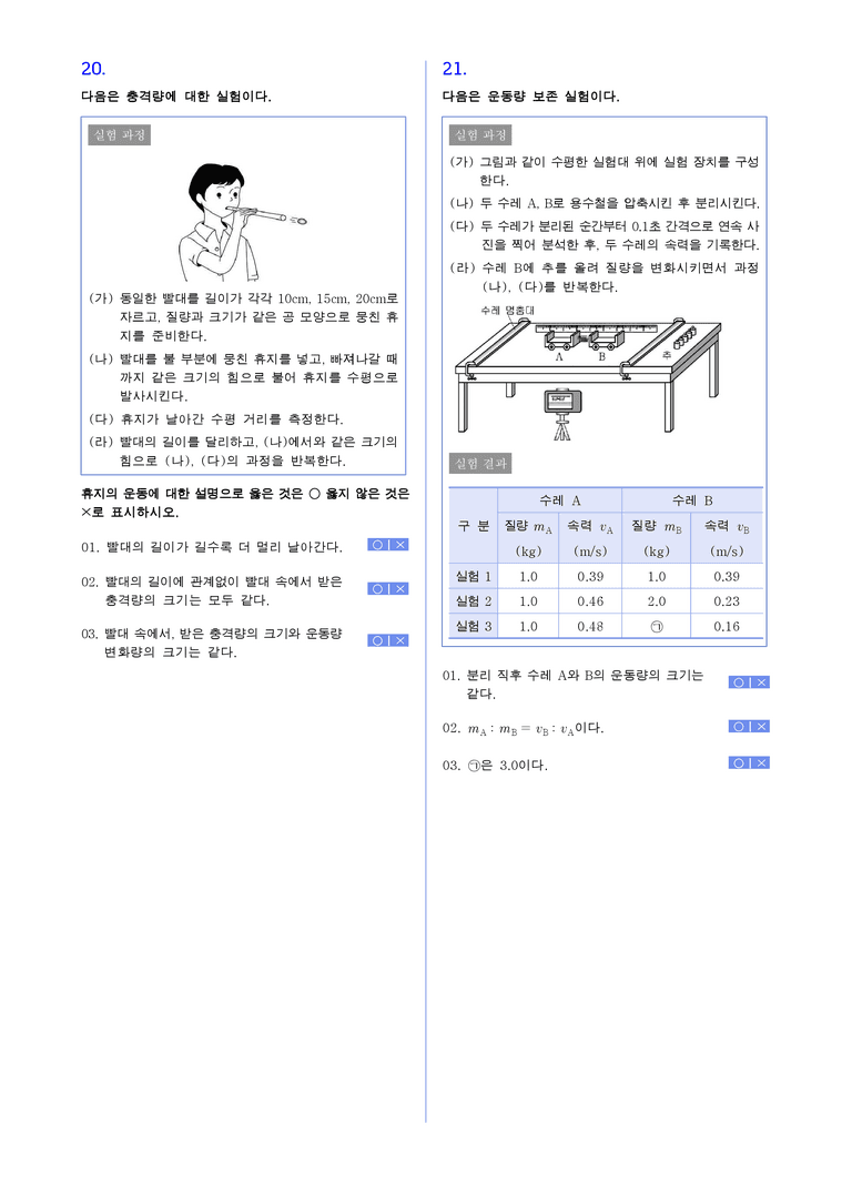 1-3 운동량과 충격량 | STEP1 개념확인문제(빈칸/OX/단답형)_preview_2