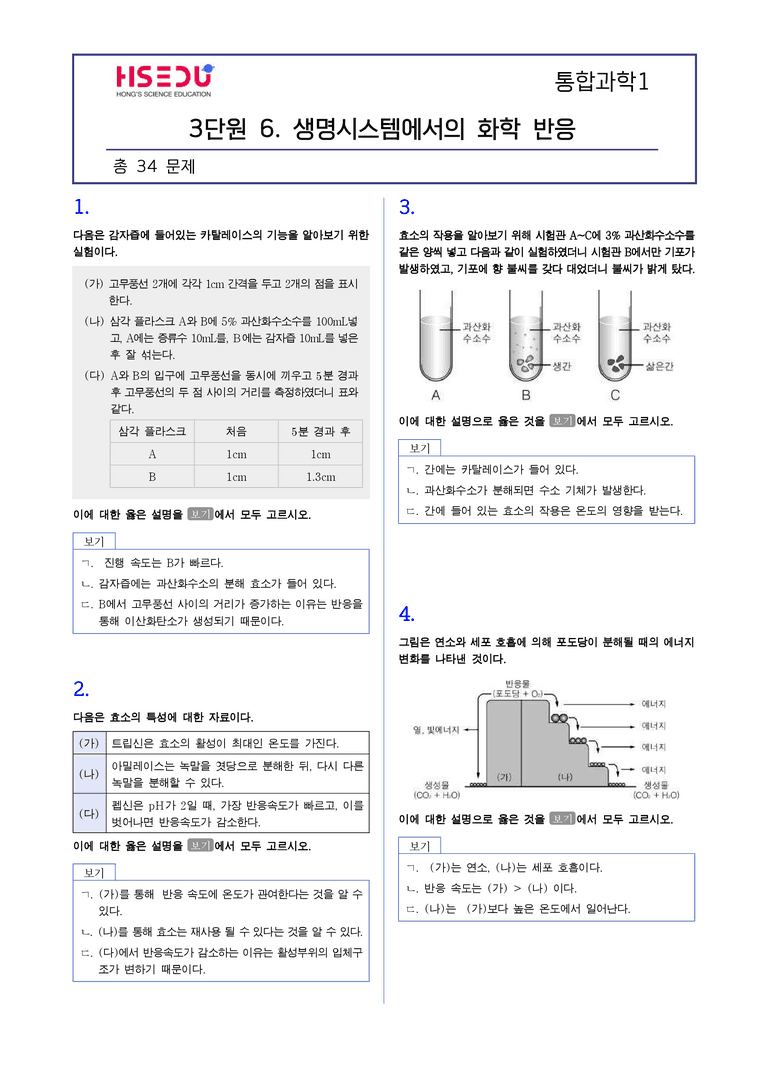 3-6 생명 시스템과 화학 반응 | STEP2 최다빈출대표유형_preview_1