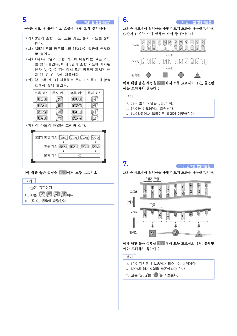 3-7 생명 시스템에서의 정보의 흐름  | STEP4 고난도기출변형_preview_2