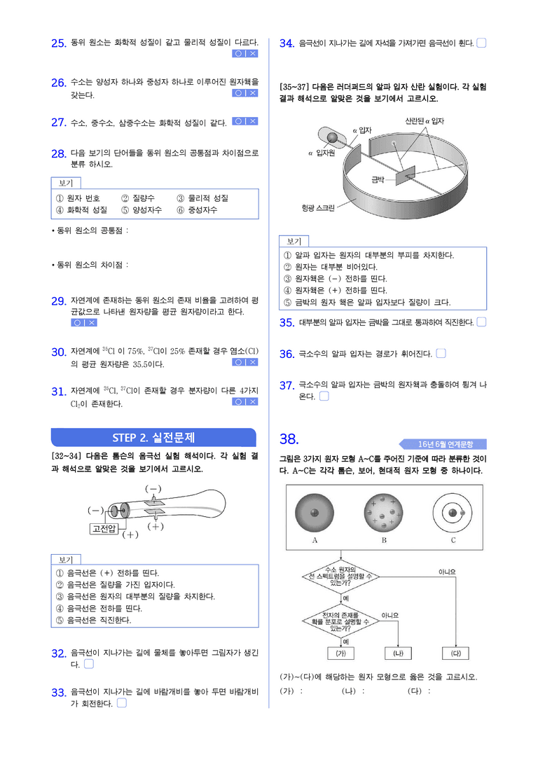 2-1 원자의 구조 | STEP1 개념확인문제(빈칸/OX)_preview_2
