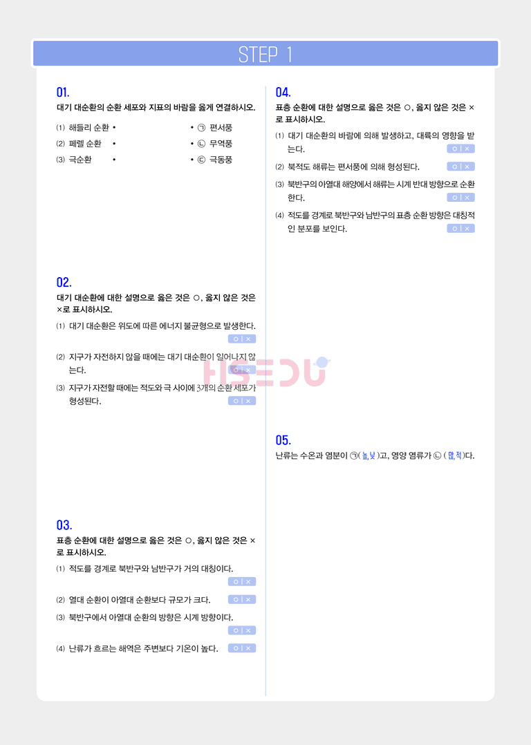 1-2 해수의 순환 | STEP1 개념확인문제_preview_1