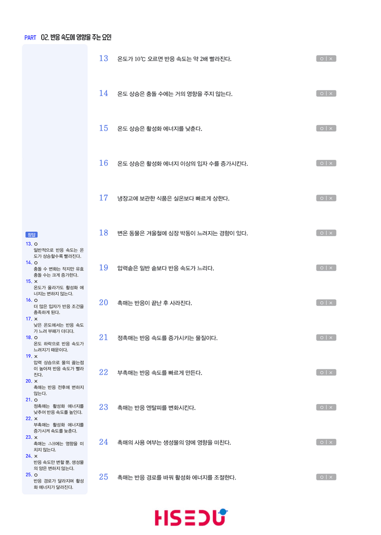 4-2 반응속도에 영향을 주는 요인 | STEP1 개념확인문제(OX/단답형)_preview_2