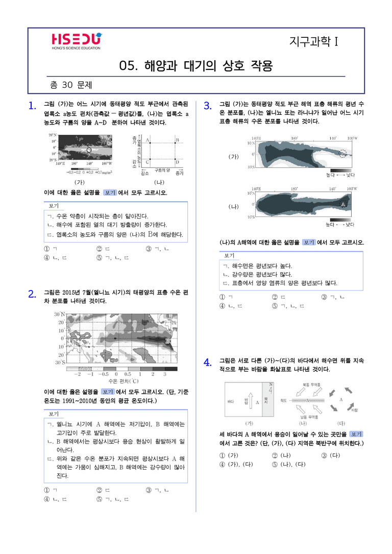 1-5 해양과 대기의 상호작용 | STEP2 최다빈출대표유형_preview_1