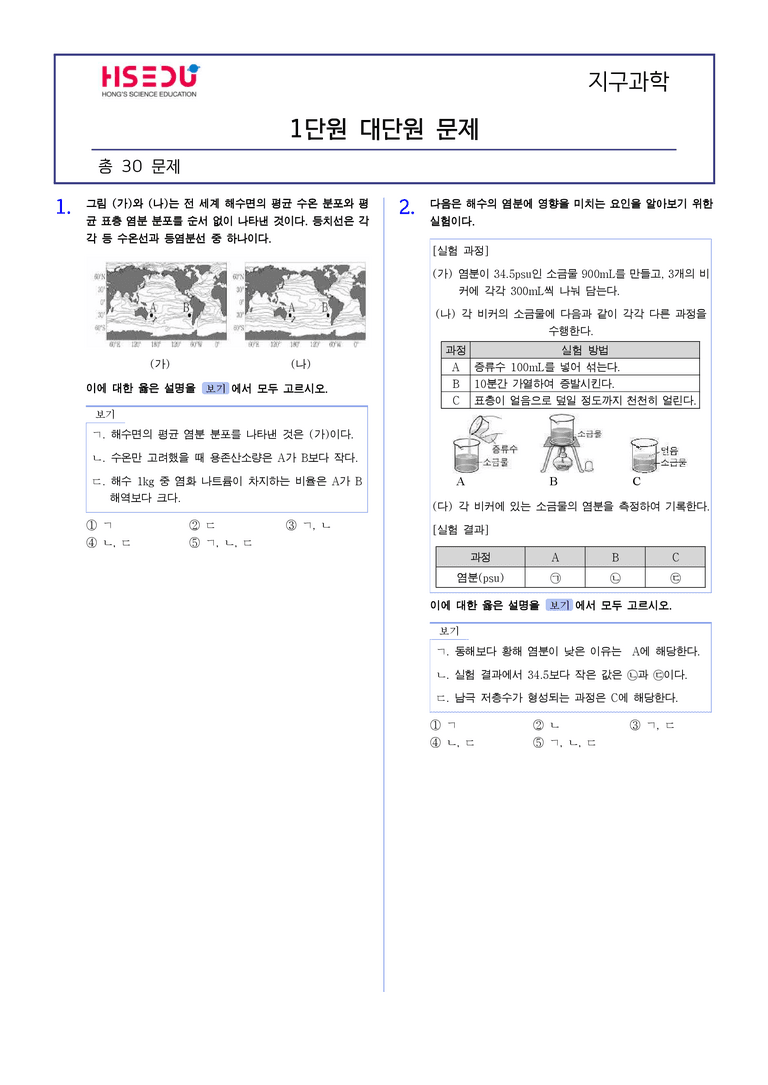 1 대기와 해양의 상호작용 | STEP5 고난도실전모의고사_preview_1