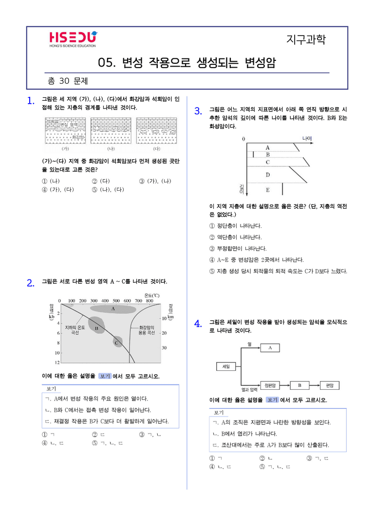 2-5 변성 작용으로 생성되는 변성암 | STEP2 최다빈출대표유형_preview_1