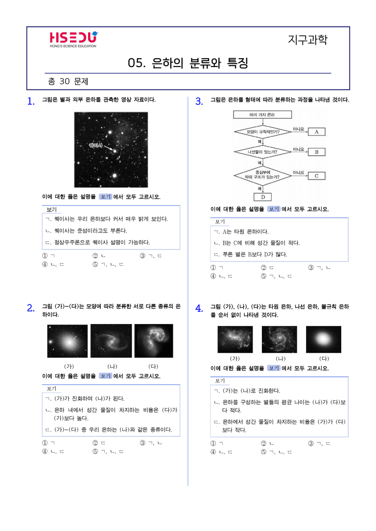 3-5 은하의 분류와 특징 | STEP2 최다빈출대표유형_preview_1