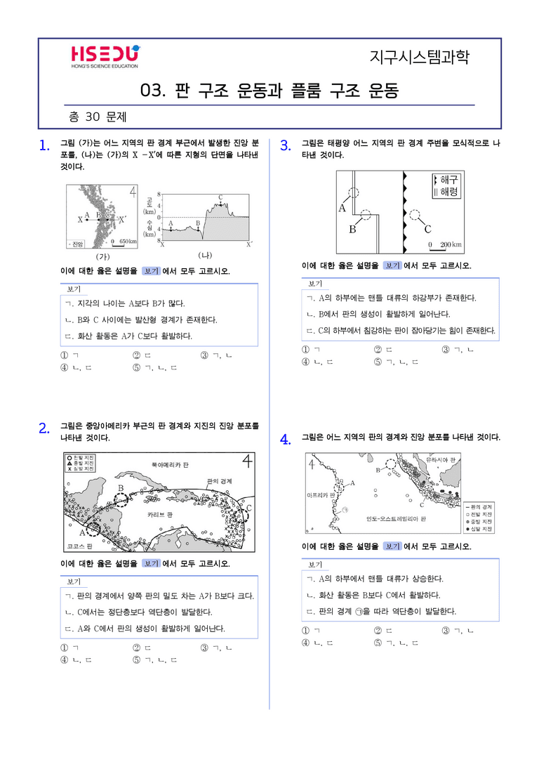 1-3 판 구조 운동과 플룸구조 운동 | STEP2 최다빈출대표유형_preview_1