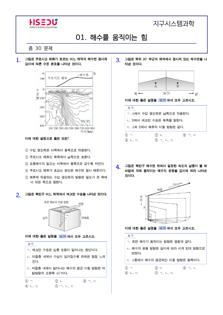 2-1 해수를 움직이는 힘 | STEP2 최다빈출대표유형_preview_1