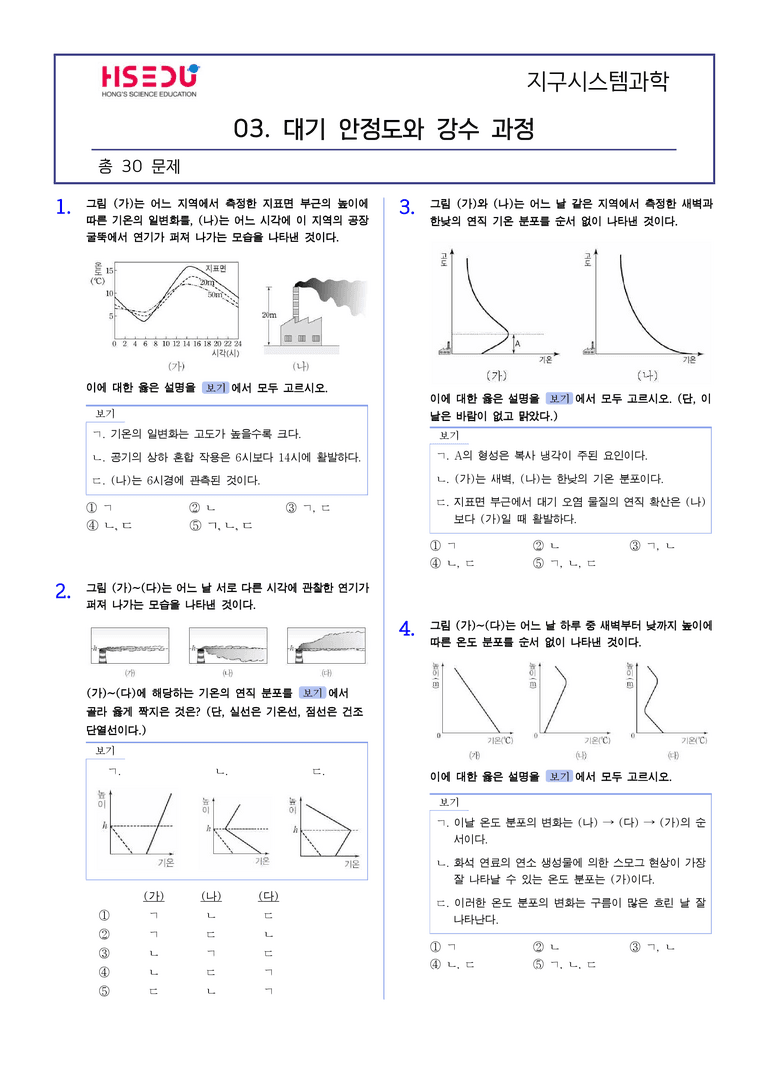 3-3 대기 안정도와 강수과정 | STEP2 최다빈출대표유형_preview_1
