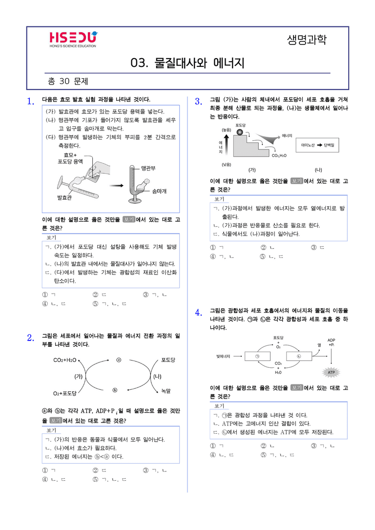 1-3 물질대사와 에너지 | STEP2 최다빈출대표유형_preview_1